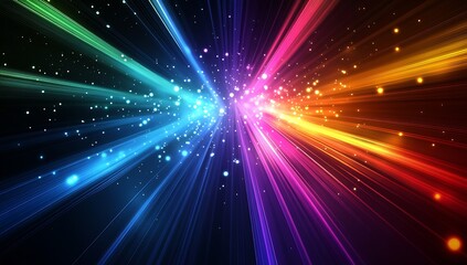 Fototapeta premium Captivating display of colorful light rays emanating from the center creating a mystical ambiance : Generative AI