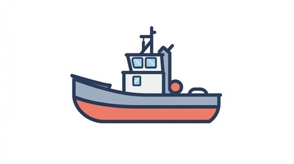 Fototapeta premium Illustration of a Tugboat with Vibrant Colors and Detailed Features for Nautical Themes