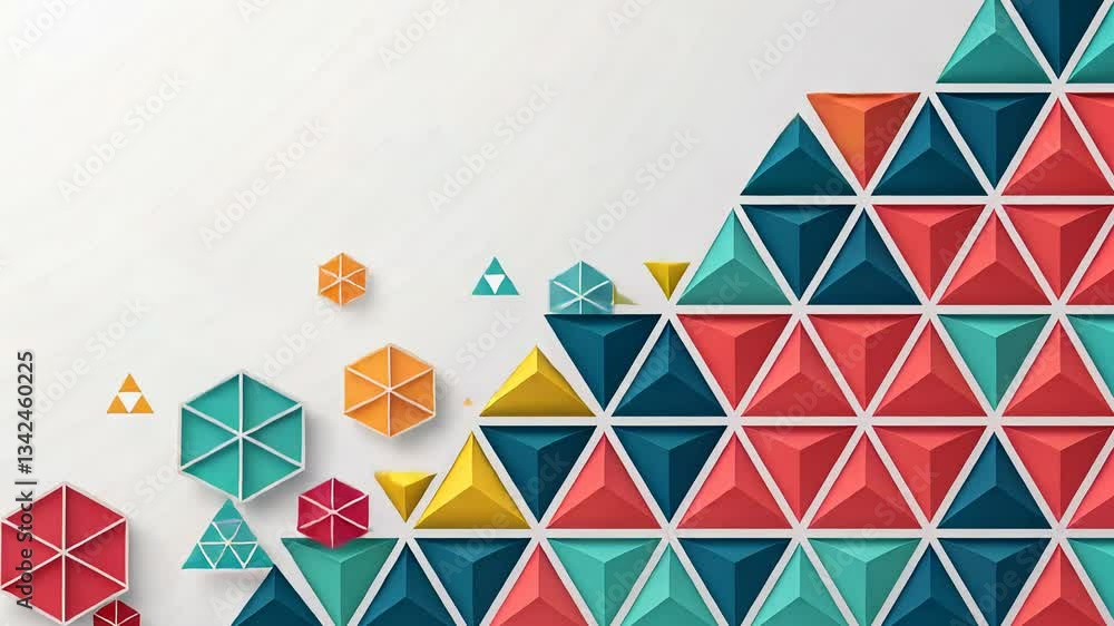Poster colorful geometric pattern with triangles and hexagons