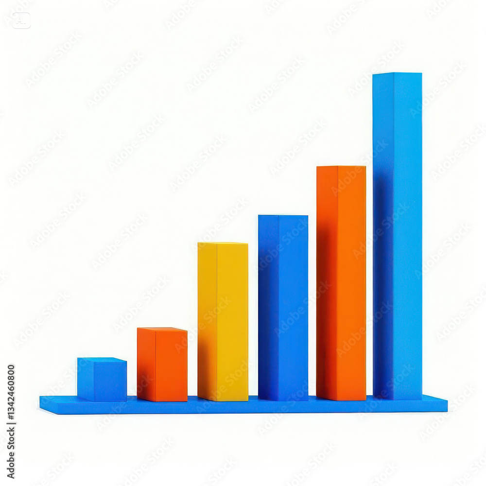 Poster 3d business graph with arrow isolated on transparent background