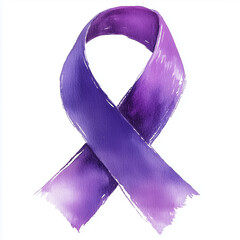 Watercolor-style purple awareness ribbon, symbolizing support for Alzheimer's disease, domestic violence, pancreatic cancer, lupus, fibromyalgia, epilepsy, Crohn’s disease, and cystic fibrosis
