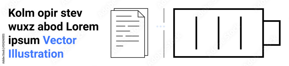 Poster file icon next to a battery charging symbol with bars representing progress. ideal for data manageme