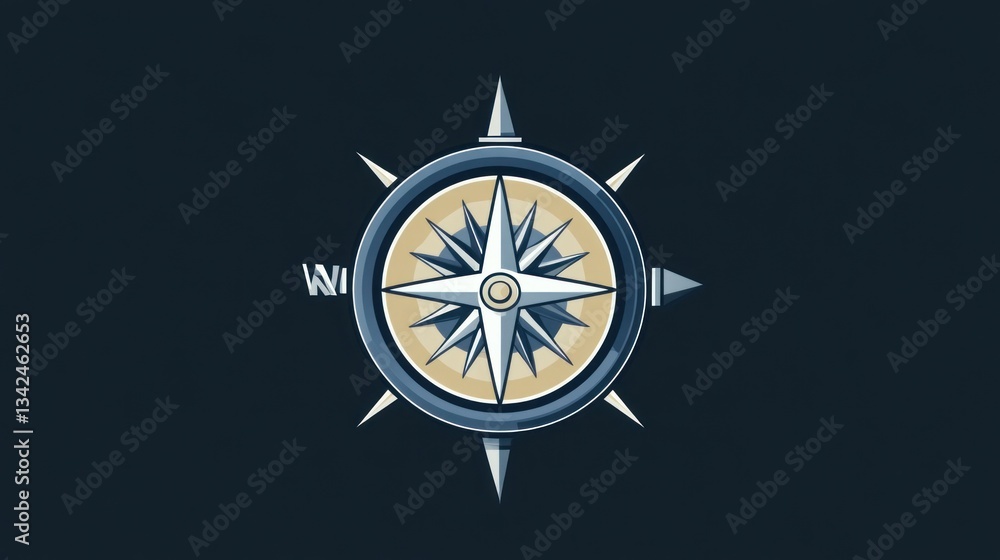 Poster stylish compass design on dark background for navigation and directional themes
