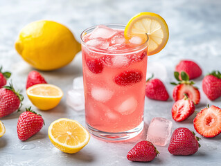 fruit cocktail with strawberries