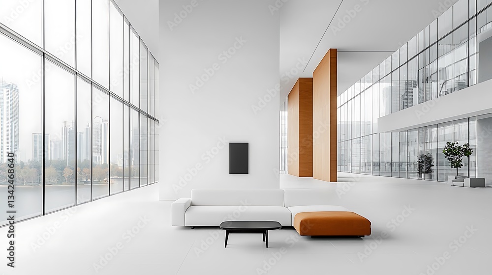Poster modern open-plan office space with panoramic views
