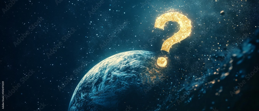 Wall mural a planet with a question mark on it