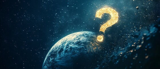 A planet with a question mark on it