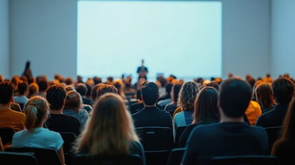 Conference Audience: Back View of Attendees at a Presentation