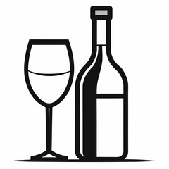 wine bottle and glass