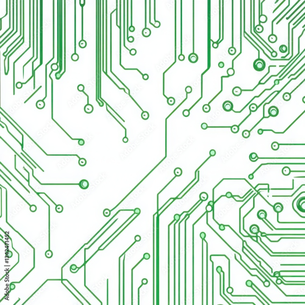 Aufkleber abstract green circuit board design showcasing intricate patterns and lines, symbolizing technology 