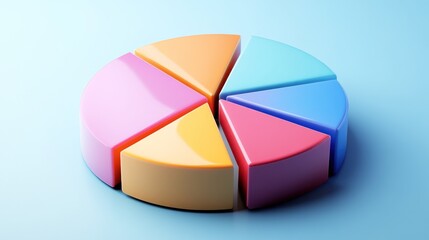 Obraz premium 3D Pie Chart with Vibrant Colors for Business Presentations and Data Visualization