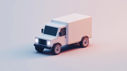 Obraz premium A minimalist delivery truck with glowing headlights ideal for logistics and transportation con