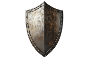 Medieval Knight Shield with Metal, Rusty, and Antique.