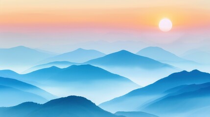 Obraz premium Discover the stunning vistas of a mountain range where fog and sun create a magical landscape.