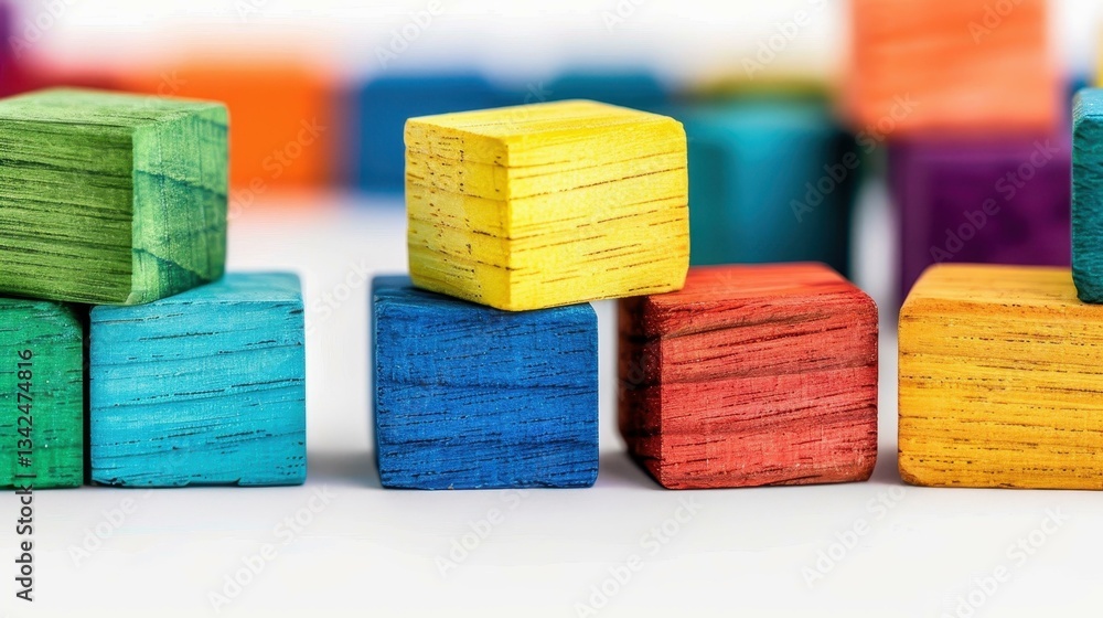 Poster a vivid array of wooden blocks brings a modern flair, enhancing any design project with its vibrant 