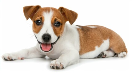 This cheerful pup strikes a fun pose, radiating joy and charm that is sure to bring a smile to anyones face.