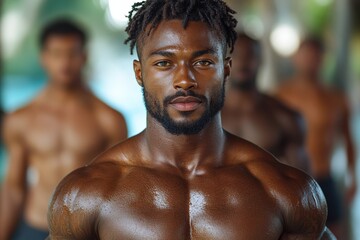 Fitness Instructor Motivating a Group During a Morning Workout Session at a Wellness Retreat in a Serene Outdoor Setting