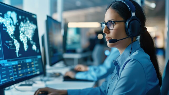 The vigilant worker oversees various feeds, ensuring safety and protection through innovative tech tools and surveillance.