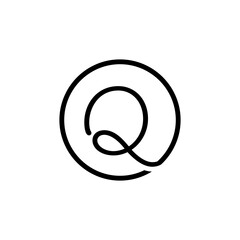 INITIAL LETTER Q CIRCLE LINE SIMPLE LOGO