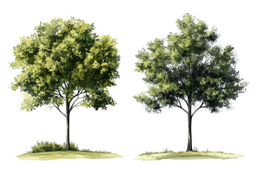 Obraz premium Lush Green Trees with Summer, Nature, Park, and Illustration.