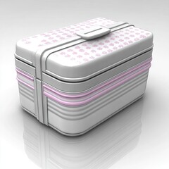 White lunchbox with pink accents