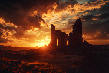 Obraz premium Crumbling Ancient Ruin in the Middle of a Desert