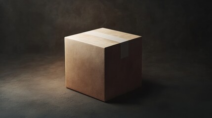 Sealed Cardboard Box with Tape Minimalist Packaging Design for Shipping and Storage Solutions