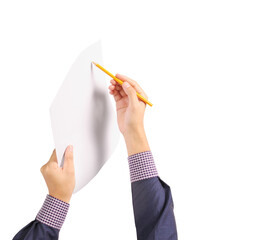 Creative sketching action with a pencil on blank paper indoor workspace artistic content minimalist...