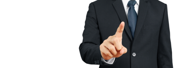 Businessman signaling importance of communication corporate office image professional setting close-up leadership concept