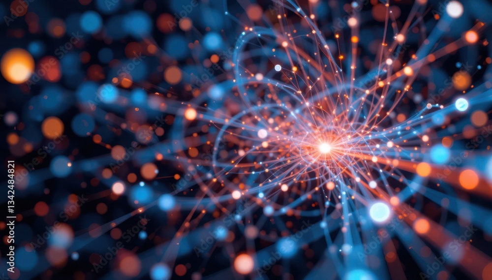 Poster abstract digital network: a symphony of light and data