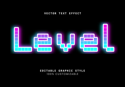 Blue and Purple Block Neon Text Effect