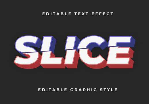 Blue and Red Bold Cutting Text Effect