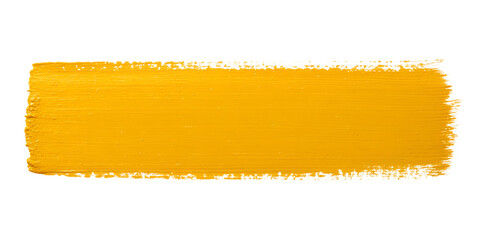 Artistic Yellow Paint Stroke with Rough Brush Texture, Isolated on a white and transparent png Background, Hand-Painted Textured