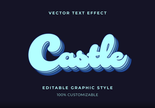Blue Rounded Layered Soft Cartoon Text Effect
