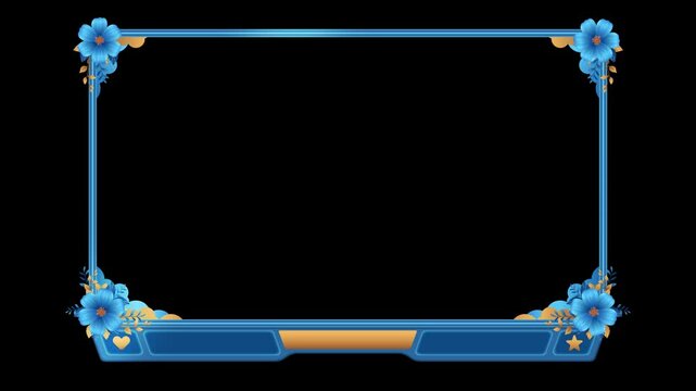 Beautiful flowers webcam for streaming border with transparent background. Animation Border gaming