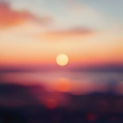 Blurry Sunset Over Calm Water Pink and Orange Hues