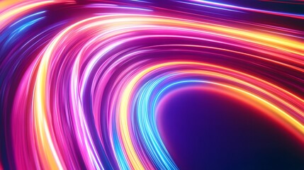 Obraz premium Abstract Swirling Light Trails in Vibrant Pink Blue Orange and Yellow Hues