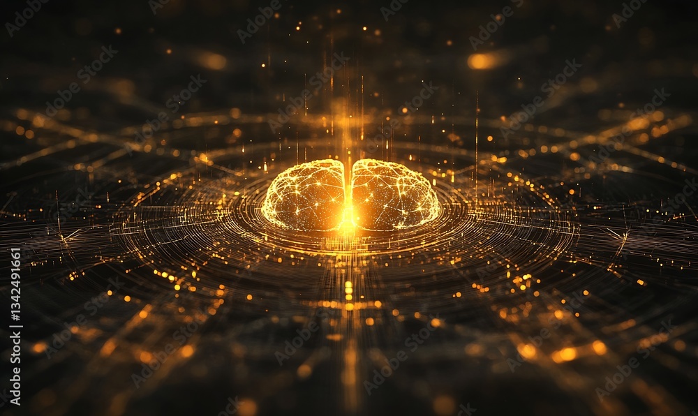 Poster Golden Brain Connectivity in a Digital Universe Visualization with Network Patterns : Generative AI