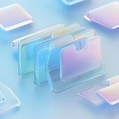 Abstract Pastel Glass File Folders on Light Blue Background
