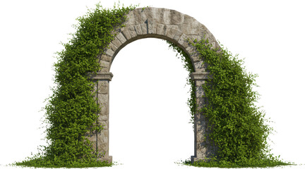Obraz premium Stone Archway Entrance Overgrown with Lush Green Vines Ideal for Garden or Park Setting