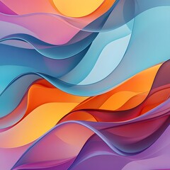 Obraz premium Vibrant Abstract Waves Translucent Layers of Orange, Blue, and Purple
