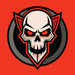 Striking Skull Illustration with Bold Solid Color Background