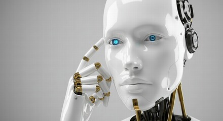 Artificial intelligence Android robot. Industry, business, service, support.