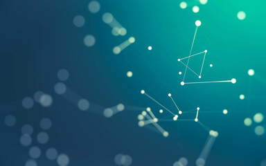 Fototapeta premium Abstract background. Molecules technology with polygonal shapes, connecting dots and lines. Connection structure. Big data visualization.