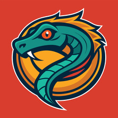 Minimalistic Solid-Colored Illustration of a Snake's Logo
