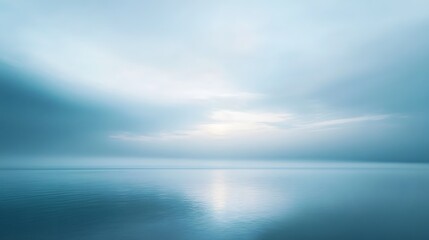 Obraz premium Tranquil Blue Seascape at Dawn Calm Water and Overcast Sky