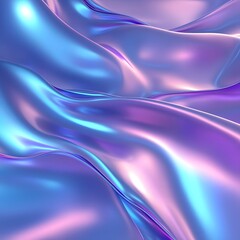 Naklejka premium Abstract Iridescent Fabric Texture Flowing Blue Purple Pink Waves