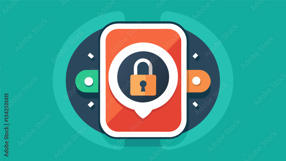 Poster a mobile app icon with a lock symbol on it indicating a feature that allows for screen time limits a