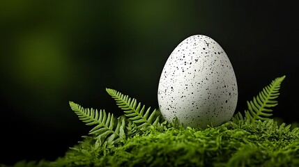 Speckled Egg on Moss and Fern
