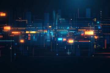 Abstract Technology Background with Colorful Dots and Pixel Patterns in Data Visualization